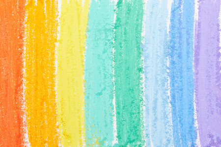 Rainbow background painted with pastelsの写真素材