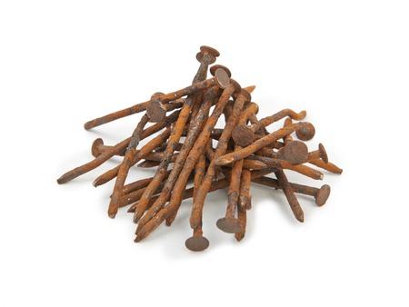 Old screws on white background