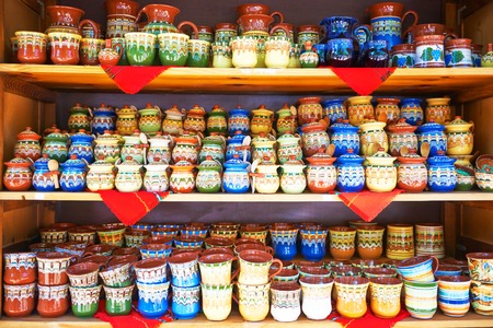 Traditional Bulgarian ceramic tablewareの写真素材