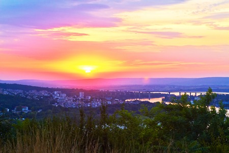 Sunset on the sea in Varna in Bulgariaの写真素材