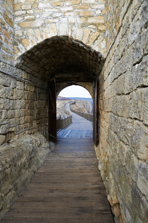 Landscape with Bridge nearby medieval fortress Ovech in Provadia Bulgariaの写真素材