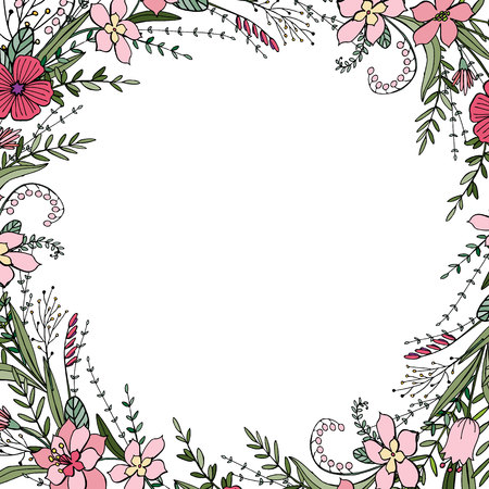Round frame with beautiful flowersのイラスト素材