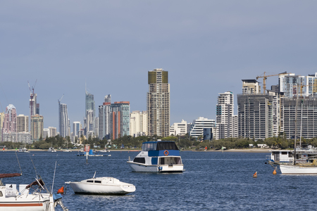 A wonderful pastime in Queensland. Just sailing in the Broadwater or the ocean for the more experienced sailors. The boats are often moored at the Southport spit in a safe harbor.のeditorial素材