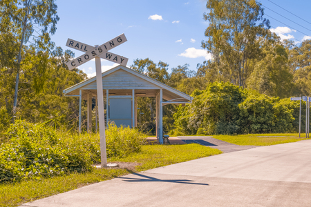 The bike-way is an innovation in that it includes points of interest for walkers and cyclists.  This is a mock-up of a railway station offers much need shade on hot daysの写真素材