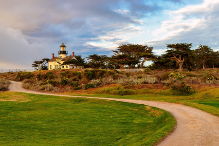 View of Point Pinos lighthouse on the Monterey coast.の写真素材