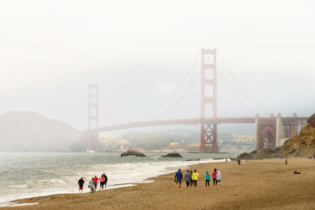 Fog at Baker Beach in San Franciscoの写真素材
