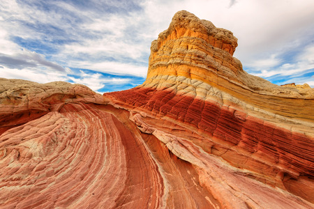 Sandstone rock formation at the White Pocket on the Paria Plateau in Northern Arizona, USAの写真素材