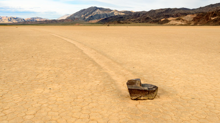 The Racetrack Playa, or The Racetrack, is a scenic dry lake feature with "sailing stones"の写真素材