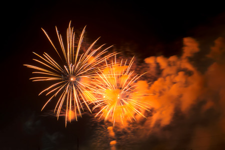 New Year celebration colorful fireworks. New year and holidays concept.