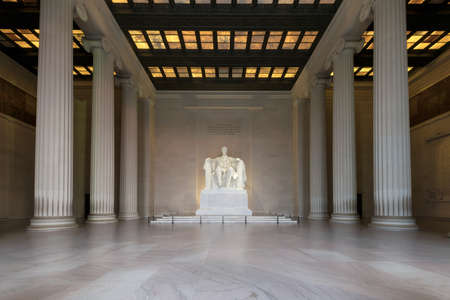 The Lincoln Memorial indoors at Sunrise on the National Mall in Washington DCのeditorial素材