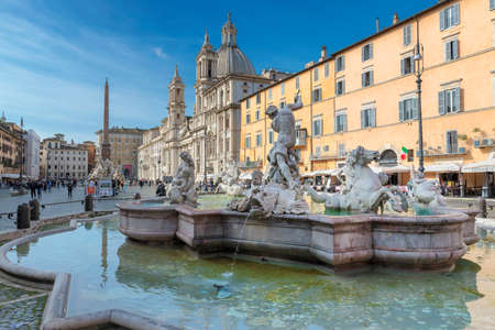 Piazza Navona in morning in Rome, Italy, Europe. Rome Navona Square is one of the best landmarks of Italy and Europe.のeditorial素材