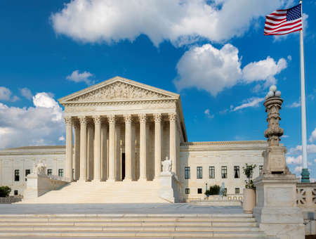 The front facade of the United States Supreme Court in Washington, DC, USA.のeditorial素材