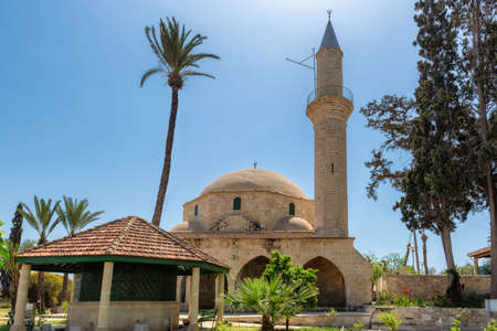 Cyprus mosque. Hala sultan Tekke Muslim shrine mosque located near the salt lake of Larnaca. Cyprusの写真素材
