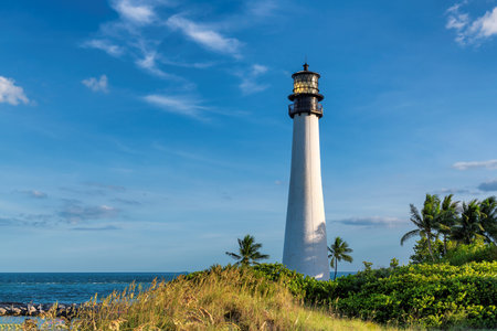 Beach Florida Lighthouse. Cape Florida Lighthouseの写真素材