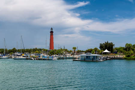 Ponce Inlet Lighthouse, marina near Port Orangeの写真素材