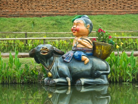 happy on buffalo thai lifestyleの写真素材