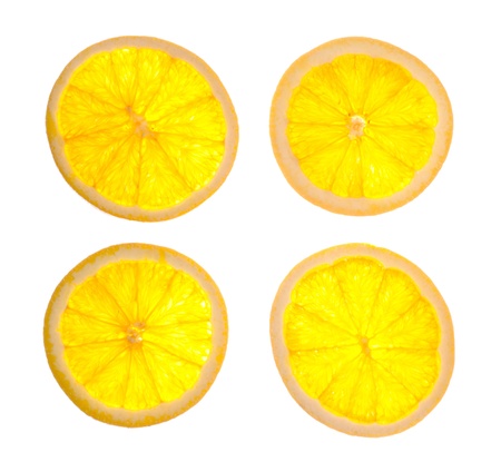 4 four slice of orange isolated on white