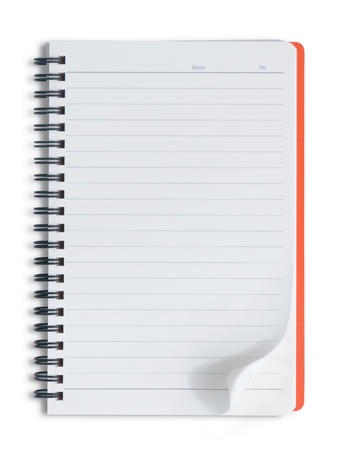Blank orange notebook on white backgroundの写真素材