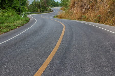 Country road and curves up the mountainのeditorial素材