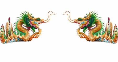 Chinese style dragon statue on white backgroundの写真素材