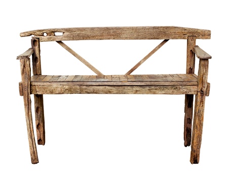 Old wooden chair isolated over white, with clipping path