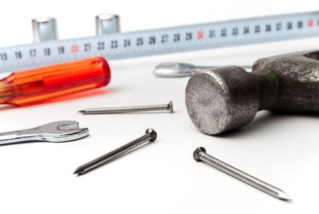 Tools isolated over white の写真素材