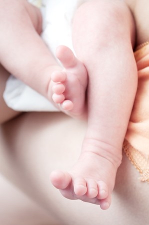 closeup of a baby`s feetの写真素材