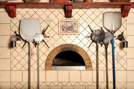 A wood-fired pizza oven in the classic Italian styleの写真素材