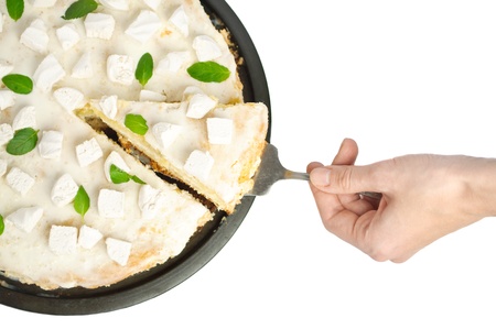 this is a closeup of a pie isolated on white