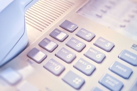 This is closeup of wired desktop telephone - studio shotの写真素材