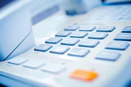 This is closeup of wired desktop telephone - studio shotの写真素材