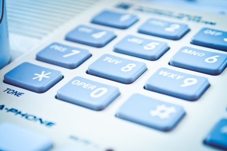 This is closeup of wired desktop telephone - studio shotの写真素材