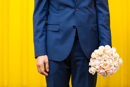 Concept image - young man waiting womanの写真素材