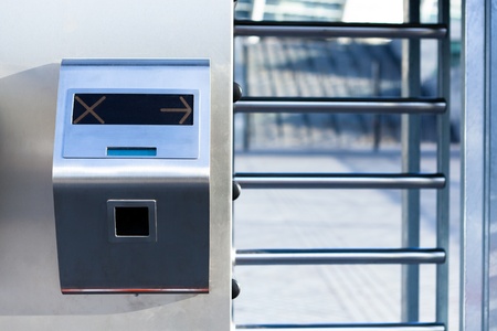 This is closeup of security turnstile on stadium