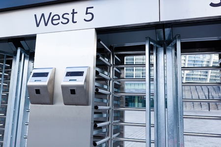 This is closeup of security turnstile on stadium