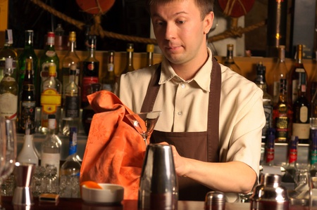 This is portrait of a barman at work - indoorsの写真素材