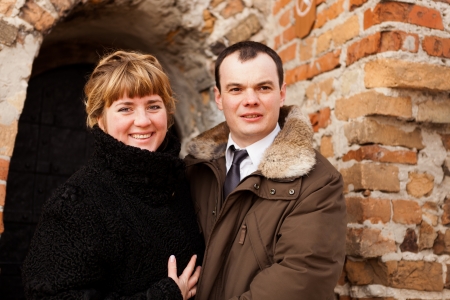 Portrait of a happy young couple - outdoorの写真素材