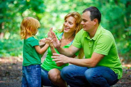 Portrait of Happy Family In Park - outdoor shotの写真素材