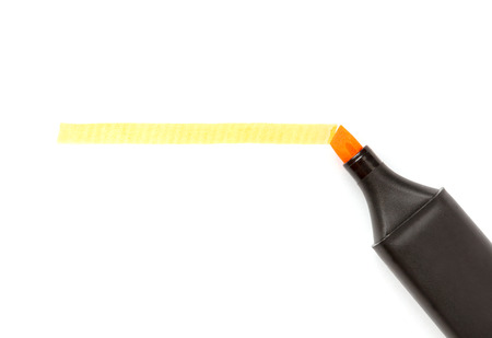 Orange highlighter isolated over white.の写真素材