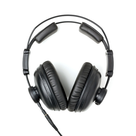Professional studio Headphones Isolated on a White Backgroundの写真素材
