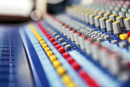 Professional sound engineer audio mixing concole.の写真素材