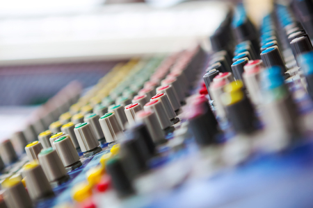 Professional sound engineer audio mixing concole.の写真素材