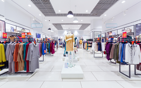 Interior of fashion clothing store for women.の写真素材