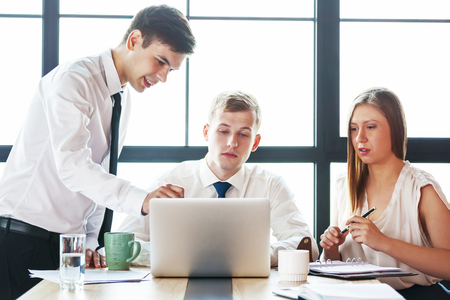 Group of young business team working at a tableの写真素材