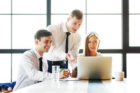 Group of young business team working at a tableの写真素材