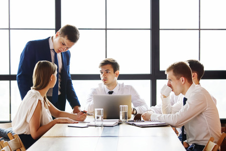 Group of young business team working at a tableの写真素材