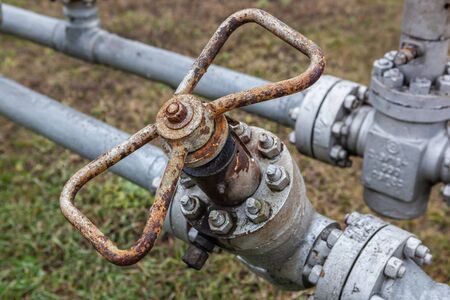 Close up of an old gas valve.の写真素材