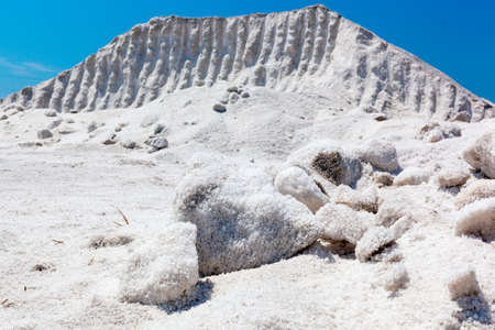 Mountain of natural salt after vaporation process.の写真素材
