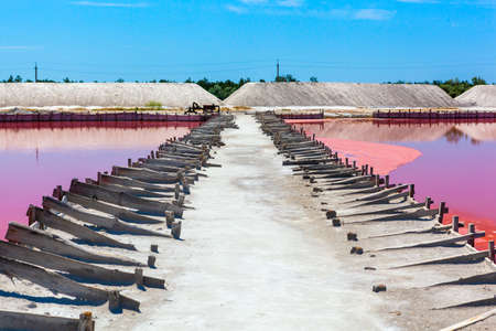 Natural Salt extraction evaporation pond in Ukraine.