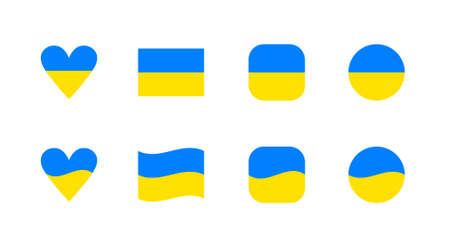 Ukrainian flag symbol in form of heart, square and round shapes.
Flag of Ukraine. Vector illustration.のイラスト素材
